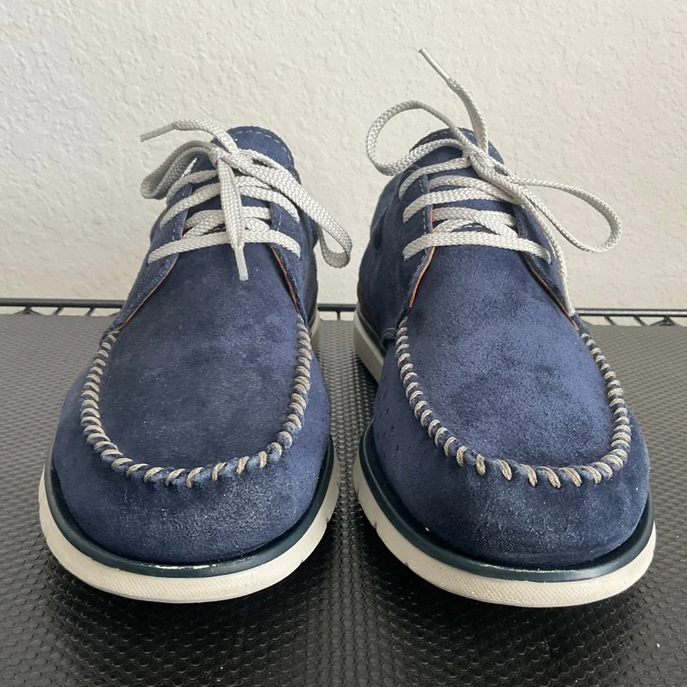 Clarks Artisan Mens Navy Suede Moc Toe Lace Up Shoes 10.5 261317317095